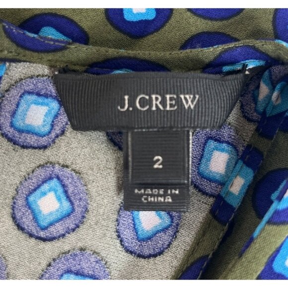 J Crew Sleeveless Blouse Womens Size 2 Green Blue Summer - Picture 6 of 8